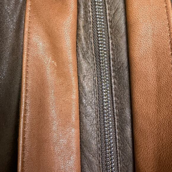 Remy Lambskin Leather Jacket Womens Large Brown Full Zip Snap Handcrafted USA - Picture 5 of 15